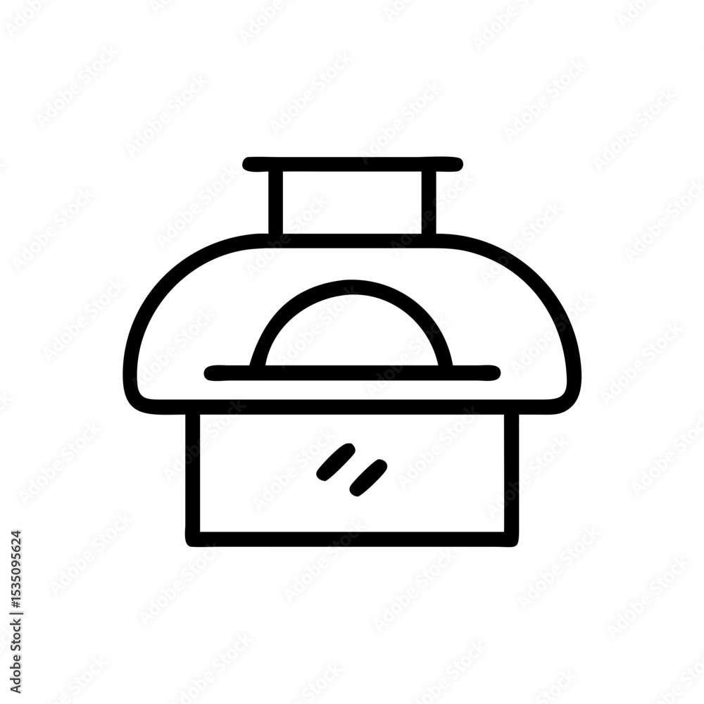 Aufkleber a simple graphic of a pizza oven with a dome shape and a rectangular base with small details on it