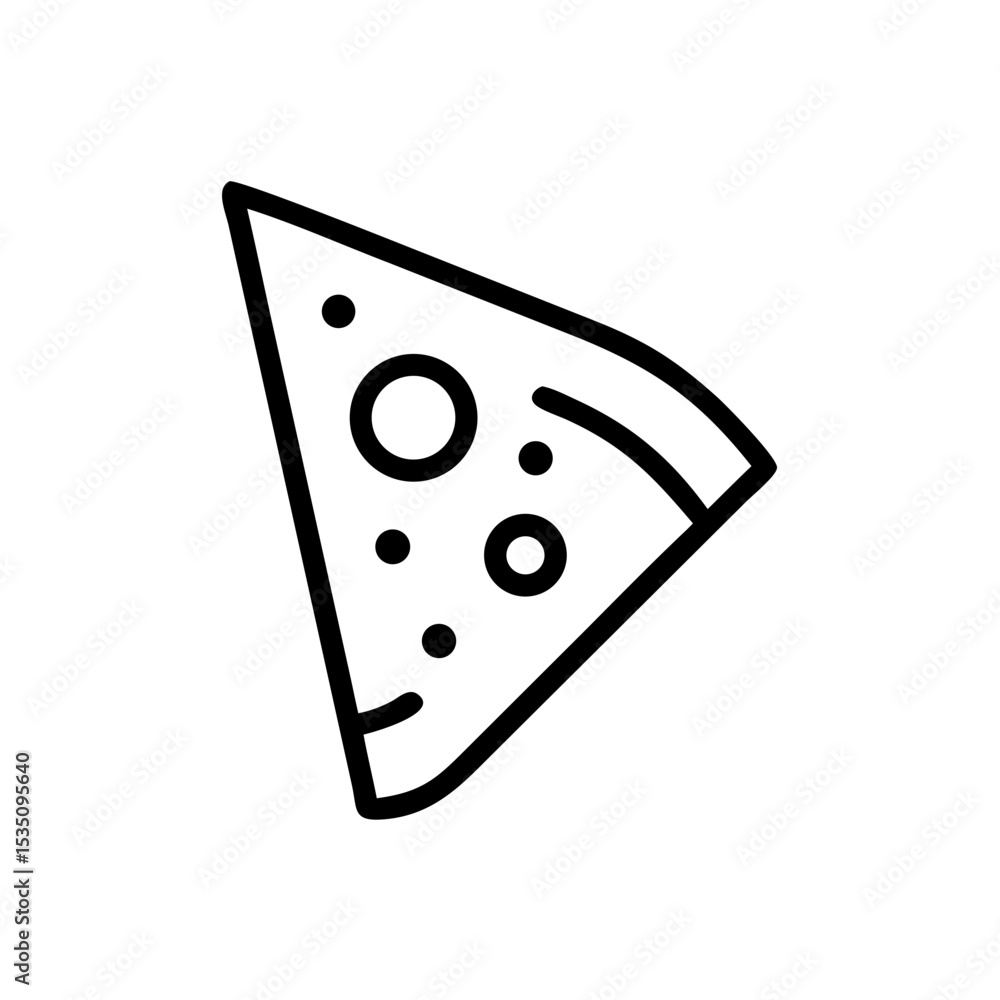 Aufkleber a simple graphic showing a slice of pie with toppings in a minimalist black and white outline style