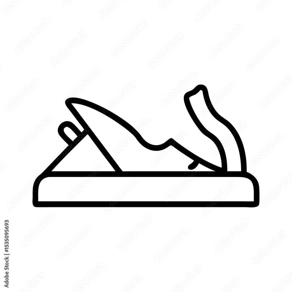 Poster simple graphic representation of a hand plane tool with a black outline on a white background design