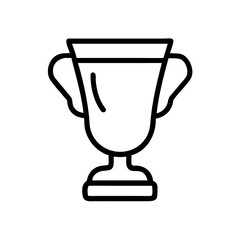 Simple line drawing of a trophy with handles and a base on a white background is displayed here