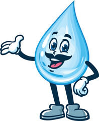 Cartoon character water drop with mustache