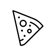 A simple graphic showing a slice of pie with toppings in a minimalist black and white outline style
