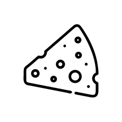 A slice of cheese with holes outline drawing simple design food dairy product cheese isolated on white background