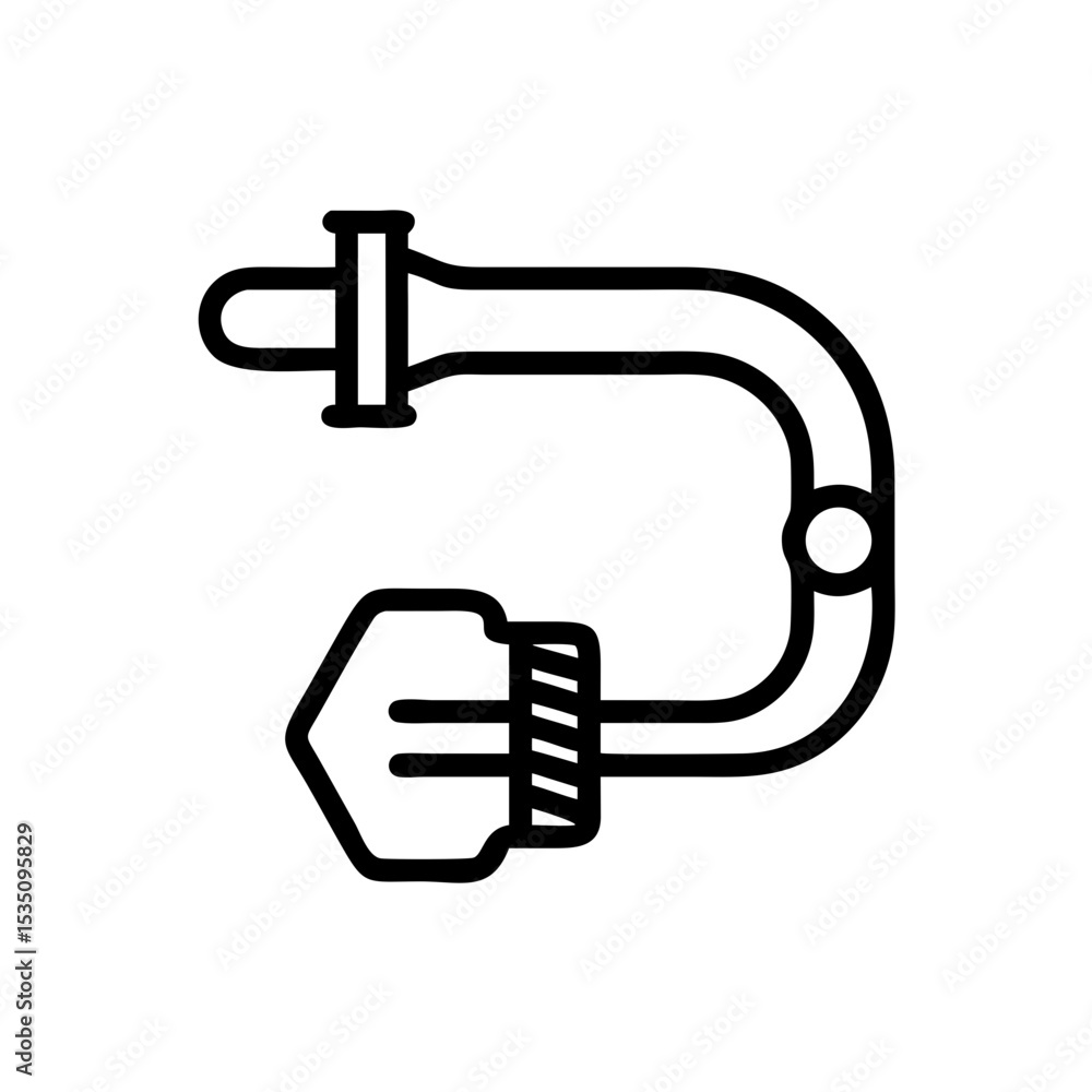 Poster outline drawing shows a curved pipe connecting to a plug with horizontal lines and a cylinder shape