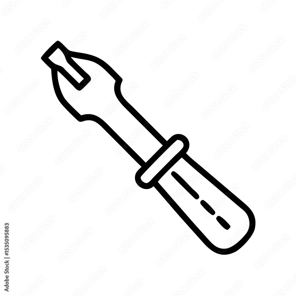 Poster a simple graphic showing a hand tool with a handle and a flat head isolated on a white background