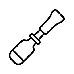 A simple graphic of a chisel with a black outline and a white background is presented here today