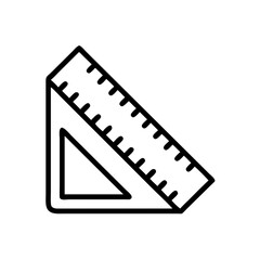 A black and white graphic shows a triangle ruler with measurement markings along the edge of the shape