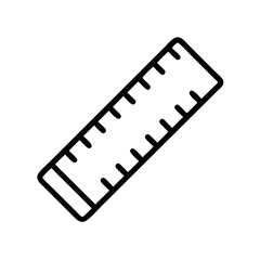 Fototapeta premium Simple graphic showing a black outline of a ruler with markings for measurement on a white background