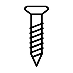 A simple graphic of a screw with a flat head and a pointed tip isolated on a white background design