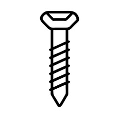 A simple graphic showing a screw with a pointed tip and a threaded body isolated on white background