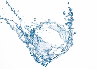 白背景に抽象的な青い水のが渦巻く3dイラスト