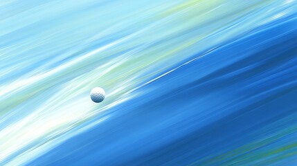 Abstract Blue Background with Golf Ball in Motion Over Colorful Brush Strokes and Texture