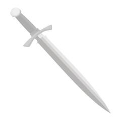 Classic Medieval Style Sword Illustration with Metal Handle and Sharp Blade, Perfect for Games, Fantasy Designs, Weapon Icons, or Historical Educational Materials