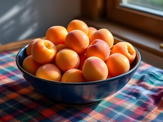 Bowl of fresh and delicious apricots