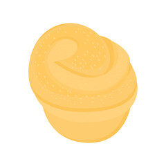 Illustration of Soft Vanilla Brioche Bread with Tempting Yellowish Color, Suitable for Menu Design, Food Stickers, Culinary Content, and Children's Education