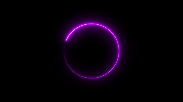 Animated perple circle glowing outline on black background providing a modern abstract and elegant visual design