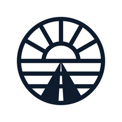simple line of the road to the sun logo vector