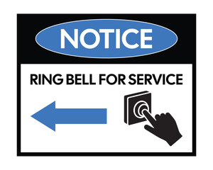 Ring Bell for Service Notice Sign – Assistance Request Indicator, Customer Support Alert, Front Desk Attention Reminder