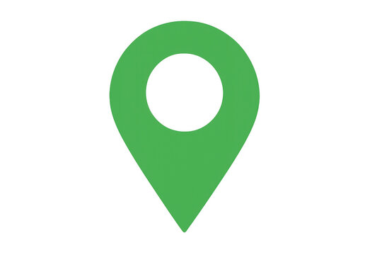 Green location pin icon on a transparent background, representing precise positioning and navigation