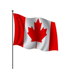Obraz premium Canadian flag waving in wind on white background