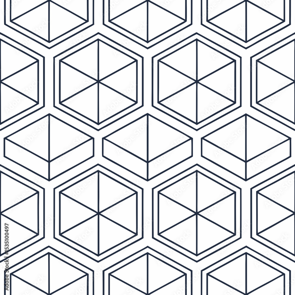 Poster geometric seamless vector pattern with hexagons and lines