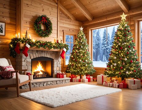 Cozy Christmas log cabin