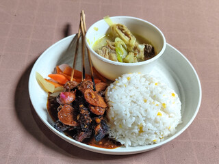 Goulash satay. Sate gulai is a traditional Indonesian culinary menu, curry satay cooked using spices.