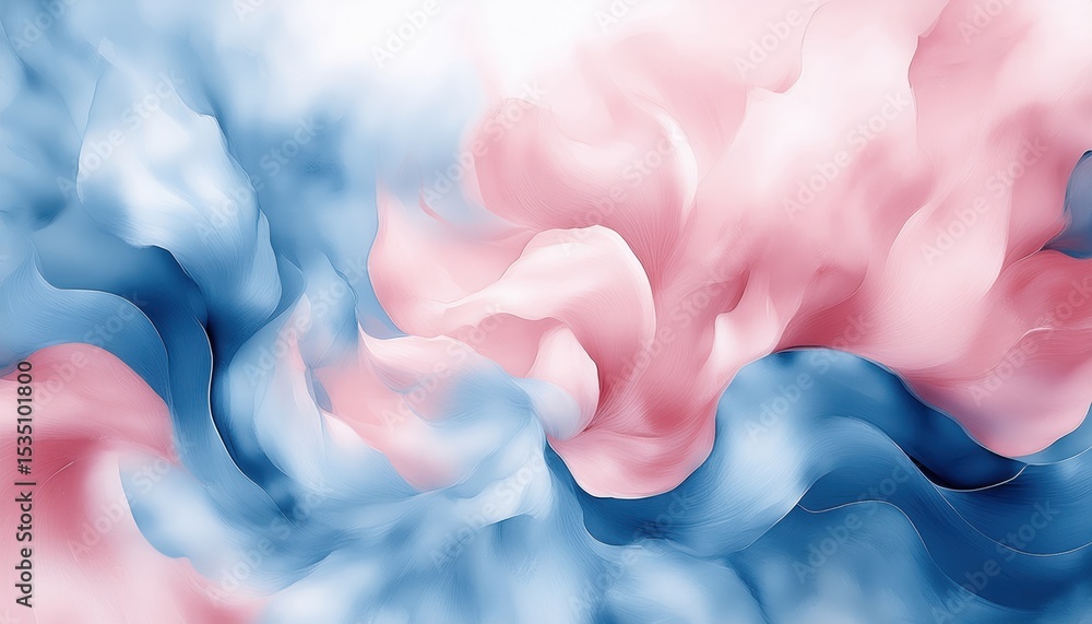 Poster dreamy pink and blue abstract fluid background with soft silky textures and light gradients for modern web design, luxury branding, or editorial print artwork

