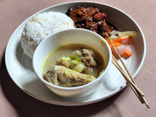 Goulash satay. Sate gulai is a traditional Indonesian culinary menu, curry satay cooked using spices.