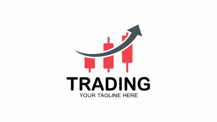Modern financial trading logo design featuring upward trending candlestick chart symbols ideal for business branding and marketing materials.
