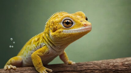 Fototapeta premium Close-up of a yellow gecko on a branch