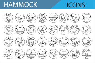 Fototapeta premium A collection of hammock icons depicting various hammock designs for outdoor and leisure projects