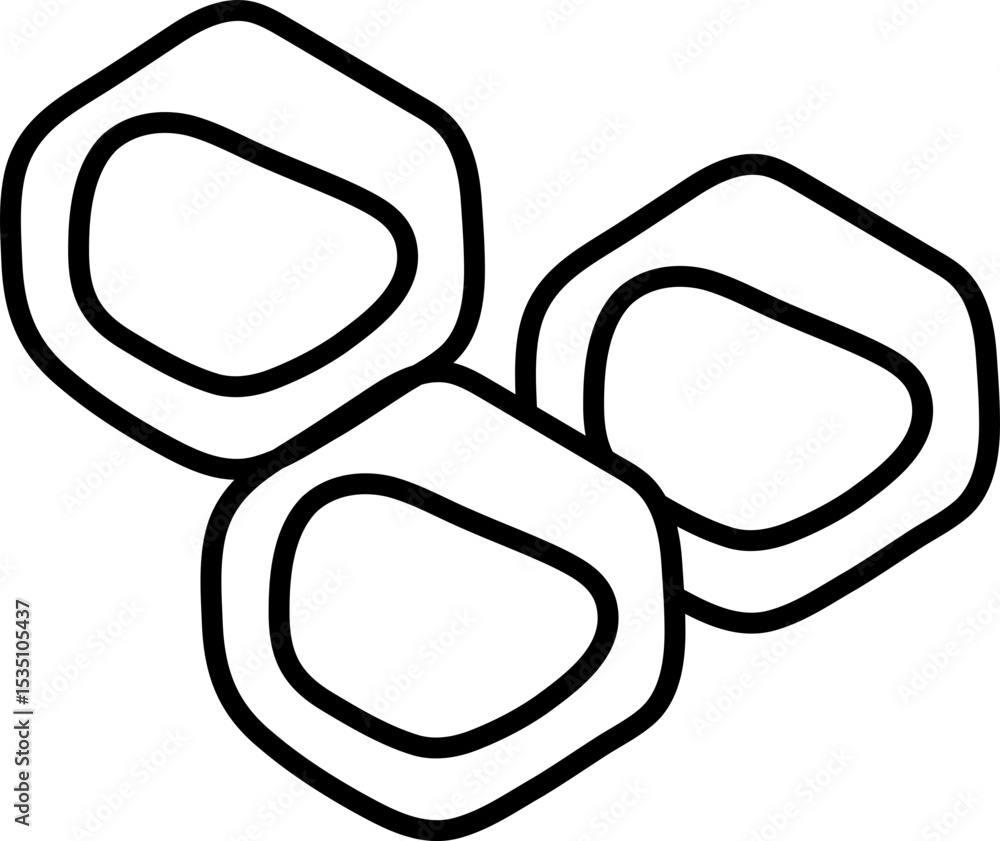 Poster three abstract geometric shapes with rounded edges are arranged in simple, minimalist design. black 