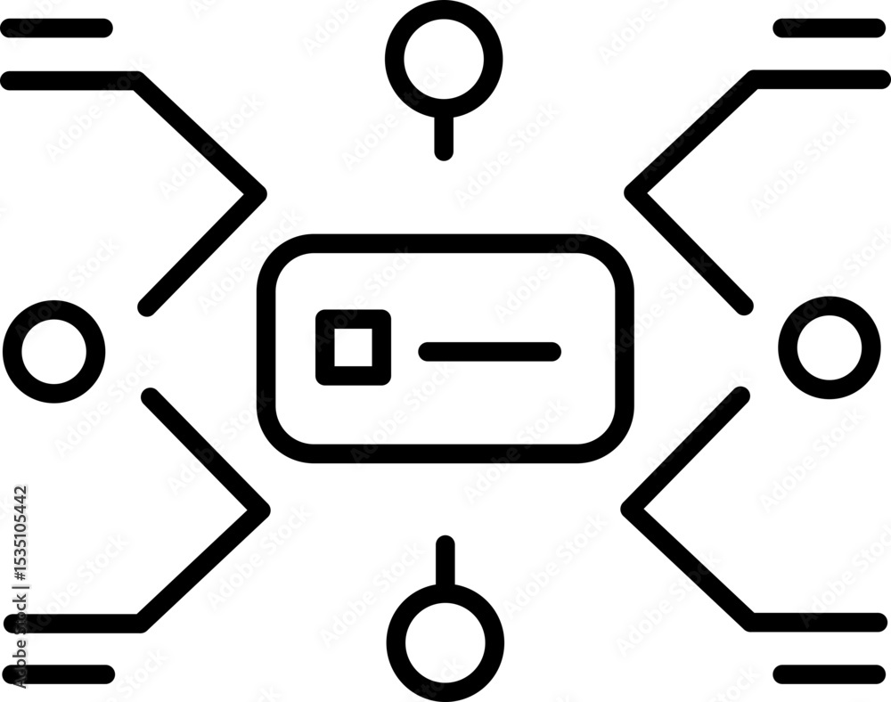 Poster this features minimalist, abstract design with interconnected lines and circles, resembling network 