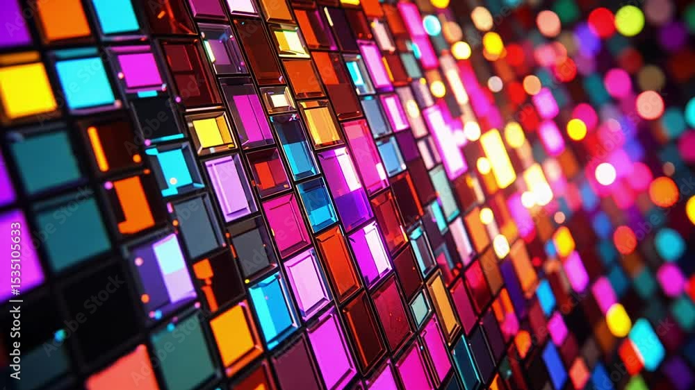 Poster vibrant display of colorful tiles illuminates the surface with captivating patterns and reflections