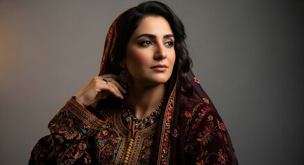 Elegant Woman in Traditional Shawl