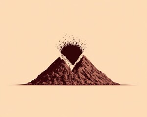 A mountain with a volcano on top and a large hole in the middle
