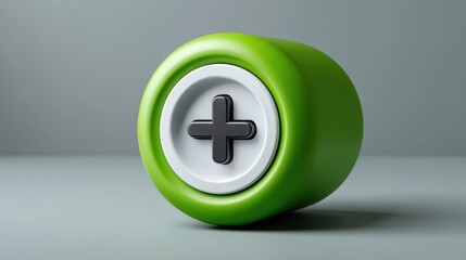 A green and white object with a plus sign on it