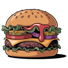 big hamburger isolated on white