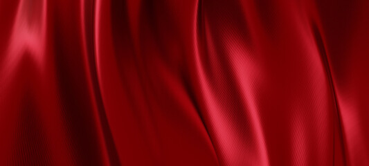 Red fabric background with copy space 3D render