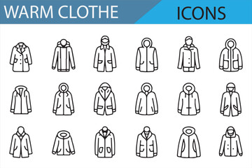 Collection of modern coat and jacket icons perfect for winter-related designs