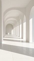Serene White Archway Corridor Modern Minimalist Architecture.