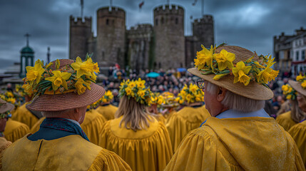 A cozy St. David’s Day celebration in Wales with joyful people