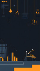 Naklejka premium Abstract Business Scene with Graphs and Office Elements