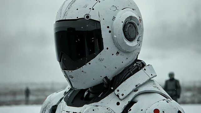 Robotic exploration on an alien planet with futuristic technology and stunning landscapes