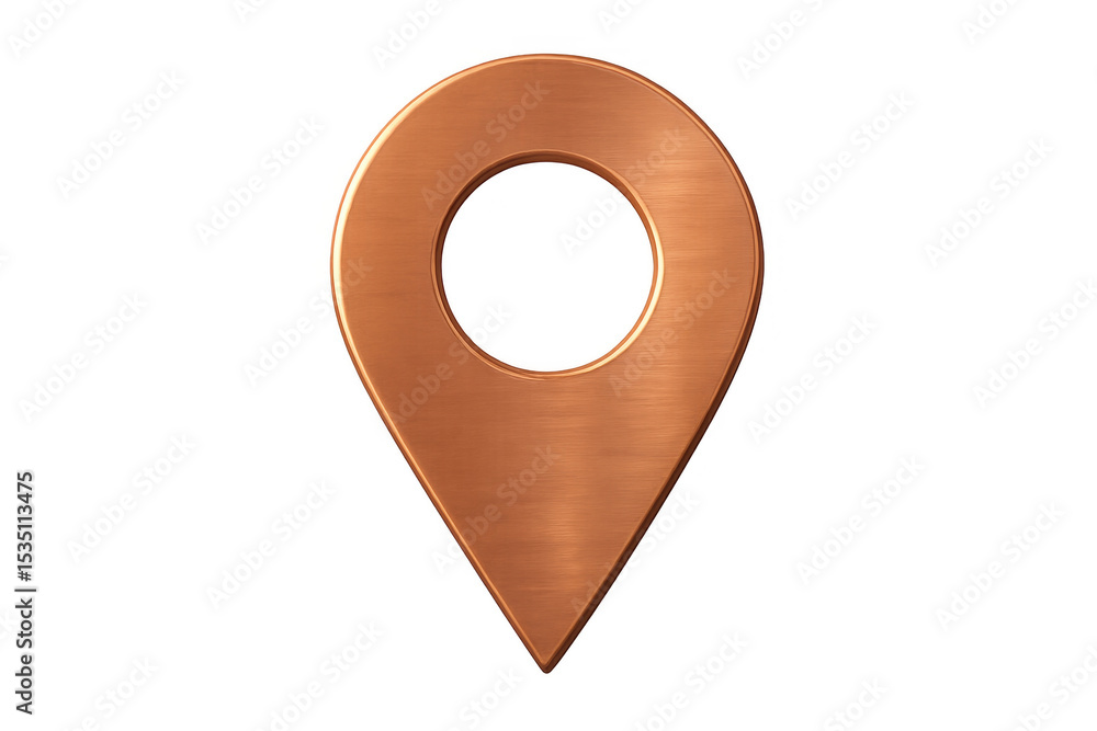Aufkleber copper location pin pointing on transparent background, perfect for indicating places on maps and re