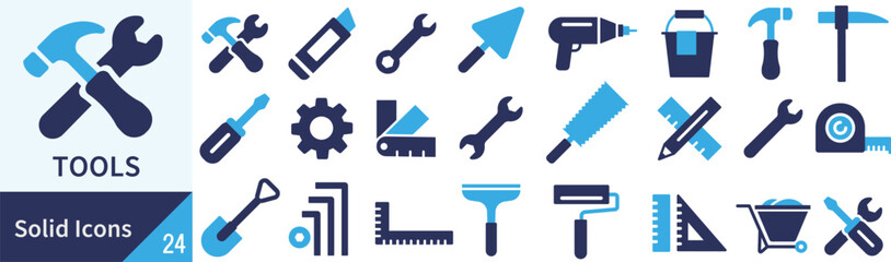 工具に関するシルエットアイコンセット
