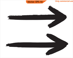 Brush-Drawn Curved Arrows Set – Hand-Drawn Doodle Marker Arrows with Thick Lines and Scratch Texture in Multiple Directions