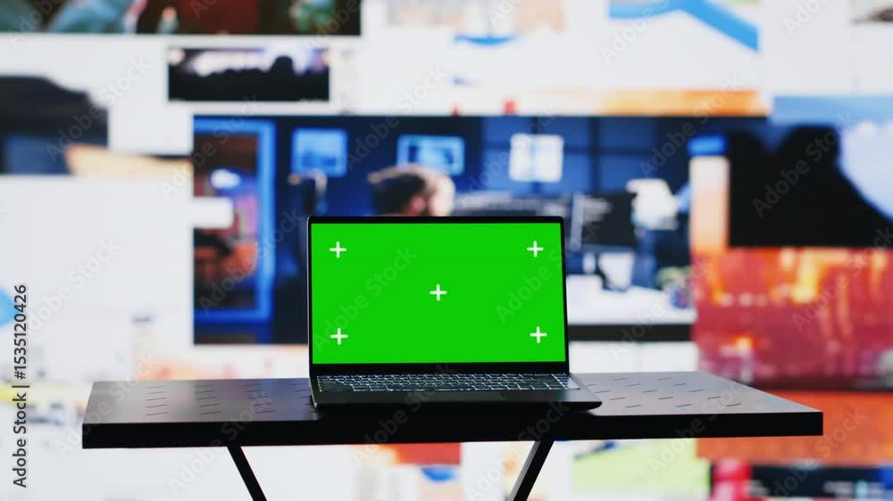 Poster pc screen shows copy space next to social media user interface platforms, visual representation of g