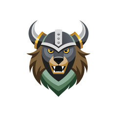 Fototapeta premium Ferocious Bear Viking icon vector illustration